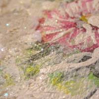 ROSA GÄNSEBLÜMCHEN - kleines Blütenbild auf Leinwand 20cmx20cm mit Glitter und Strukturpaste Bild 8