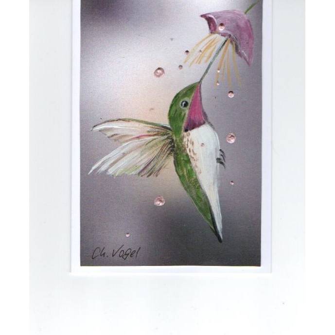 Grußkarte / Sammelkarte    - Kolibri-  handgemalt Bild 1