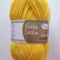 Flotte Socke 4fach, 100g, gelb, Fb. 991, Sockenwolle von Rellana Bild 1