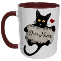 Süße Katze Tasse mit Name Personalisiert, Katzenhalter Geschenk einzigartig, Kollegin Freundin Geschenk Namenstasse Bild 1