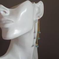 Ohrringe lang,Silber vergoldet, blaue Edelsteine,Apatit Bild 7
