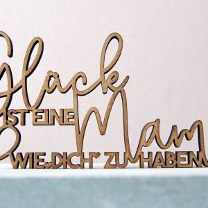 as-Herzwerk 3D Schriftzug Holz "Glück Mama" Tischdeko, Wanddeko, Geschenk für Mama, Mutter, Freunde und Familie Bild 5