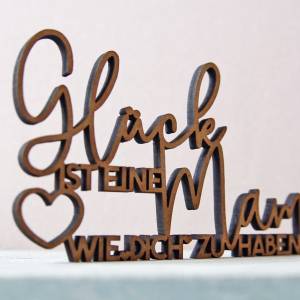 as-Herzwerk 3D Schriftzug Holz "Glück Mama" Tischdeko, Wanddeko, Geschenk für Mama, Mutter, Freunde und Familie Bild 6
