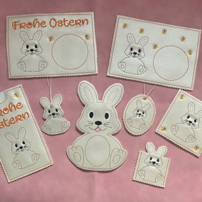 Stickdatei Ostern, Mug Rug, Anhänger, Osterdekoration, Osterhase, Hase, Schokihülle, Osterei  444