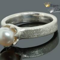 Goldschmiede Perlenring "Timesless pearl" in 925er Sterling Silber, Silberschmuck, Perlenschmuck Bild 1