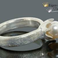 Goldschmiede Perlenring "Timesless pearl" in 925er Sterling Silber, Silberschmuck, Perlenschmuck Bild 3