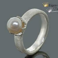 Goldschmiede Perlenring "Timesless pearl" in 925er Sterling Silber, Silberschmuck, Perlenschmuck Bild 4