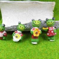 Miniatur  4 Frösche - Frosch Konzert  - Ostern - Dekoration oder zum Basteln für den Feengarten Bild 1