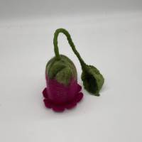 Schlüsseltasche pink Blume aus Filz, handgearbeitete Schlüsselblume für Blumenfreunde, Filzblüte Bild 3
