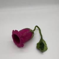 Schlüsseltasche pink Blume aus Filz, handgearbeitete Schlüsselblume für Blumenfreunde, Filzblüte Bild 4