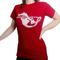 Ratte, Bio Fairtrade T-Shirt Frauen, Siebdruck handbedruckt, schwarz oder rot Bild 1