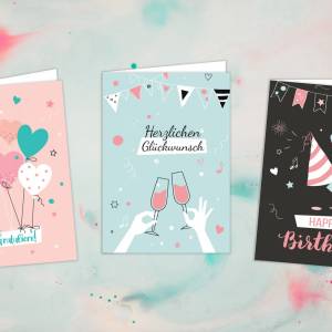 Geburtstagskarten, 6 Glückwunschkarten zum Geburtstag, A6 Klappkarte Faltkarten mit Umschlag, Happy Birthday Karten Set, Bild 3