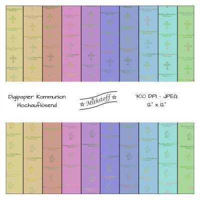 2 x 10 Digital Paper - Digipapier -  Kommunion - JPEG - 12 Zoll - 300 DPI