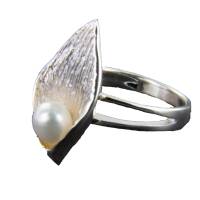 Perlen Ring Blatt Silber Gr. 54 Bild 1