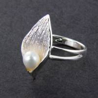 Perlen Ring Blatt Silber Gr. 54 Bild 3