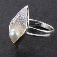 Perlen Ring Blatt Silber Gr. 54 Bild 7