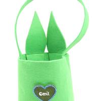 Filztasche mit Hasenohren und Hase personalisiert - Geschenk zu Ostern mit Name für Kinder - Filztasche in Filzherz Bild 4
