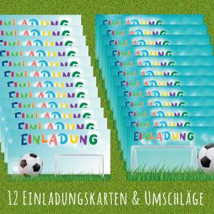 Fußball Einladungskarten Set, 12 Einladungen Kindergeburtstag  Fussball, Fußball Geburtstag, ideal für Fußball Fans, Too Bild 7