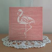 Holzschild "Flamingo" im Shabby Look Bild 1