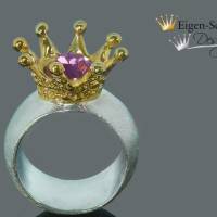 Goldschmiede Silbering "Crown jewel" Ring mit Krone, Kronenring, märchenhaft für Prinzessinen, Silberschmuck Bild 1