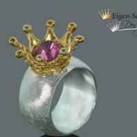 Goldschmiede Silbering "Crown jewel" Ring mit Krone, Kronenring, märchenhaft für Prinzessinen, Silberschmuck Bild 2