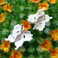 1 großer gehäkelter Schmetterling nach Farbwahl - Falter,Fühler,Häkelapplikationen,Aufnäher,Tischdeko,Ostern,Frühling Bild 2
