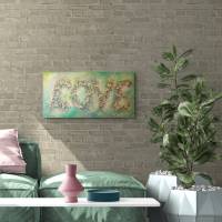 LOVE  - romantisches Blumenbild mit Glitter 100cmx50cm - rosa Rosen und Glockenblumen gemalt mit Glitter Bild 4