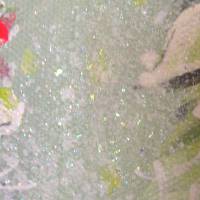 LOVE  - romantisches Blumenbild mit Glitter 100cmx50cm - rosa Rosen und Glockenblumen gemalt mit Glitter Bild 6