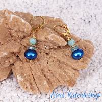 Azurblaue Perlen Ohrringe mit Apatit und Amazonit Bild 1