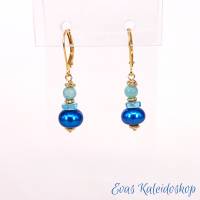 Azurblaue Perlen Ohrringe mit Apatit und Amazonit Bild 2