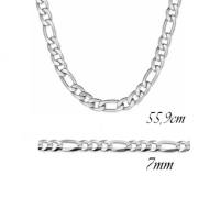 Männer Edelstahl Figaro Halskette 55,9 cm 7 mm Stärke Bild 1