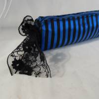 Make up Täschchen , blau schwarz gestreiftes Universaltäschchen , Tasche für Schmuck , Brille Bild 1