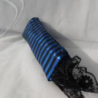 Make up Täschchen , blau schwarz gestreiftes Universaltäschchen , Tasche für Schmuck , Brille Bild 3