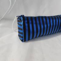 Make up Täschchen , blau schwarz gestreiftes Universaltäschchen , Tasche für Schmuck , Brille Bild 5