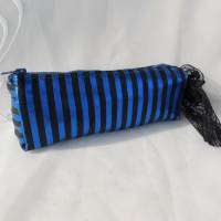 Make up Täschchen , blau schwarz gestreiftes Universaltäschchen , Tasche für Schmuck , Brille Bild 6