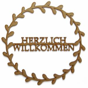 as-Herzwerk Türkranz "Florales Herzlich Willkommen" Kranz Holz, 29cm - Tür & Wand-Deko Geschenk für Freunde / Fa Bild 6