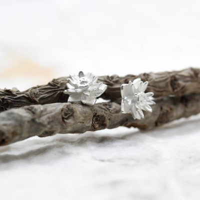 Edelweiß Ohrstecker, Silber