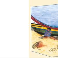 Kunst–Doppelkarte - „Algarvefischer“ - bewusst ohne Textvorgabe - Design  Ulrike Kröll. Bild 2