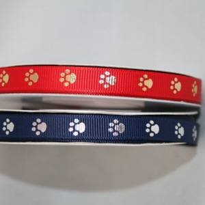 1 m Ribbon Ripsband Tatzen Hunde 9 mm, rot gold Bild 2