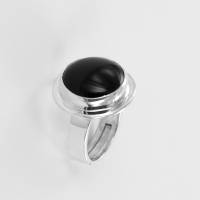 schwarzer Ring runder Onyx Ring 925er Sterling Silber verstellbare Ringgröße Bild 10