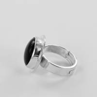 schwarzer Ring runder Onyx Ring 925er Sterling Silber verstellbare Ringgröße Bild 5