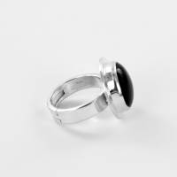 schwarzer Ring runder Onyx Ring 925er Sterling Silber verstellbare Ringgröße Bild 7