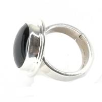 schwarzer Ring runder Onyx Ring 925er Sterling Silber verstellbare Ringgröße Bild 9
