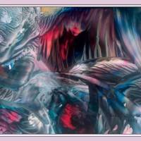 Kunst–Doppelkarte - „Tropfsteinhöhle“ - bewusst ohne Textvorgabe - Design  Ulrike Kröll Bild 1