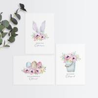 3er Osterkarten Set • DIN A6 Aquarell Geschenkkarten zu Ostern • optional mit Umschlag Bild 1