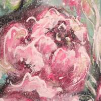 SOFT PINK ROSES - romantisches Blumenbild mit Glitter 60cmx60cm - abstrakt gemalte Rosen Bild 6