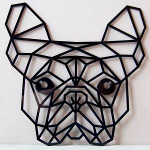 as-Herzwerk Französische Bulldogge Wanddekoration, geometrische Wandkunst, Frenchi / Bulli mit Namen Personalisiert Bild 2