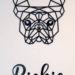 as-Herzwerk Französische Bulldogge Wanddekoration, geometrische Wandkunst, Frenchi / Bulli mit Namen Personalisiert Bild 4