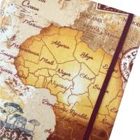 Notizbuch/Reisetagebuch Hardcover 17,5x23cm stoffbezogen "Contnent of Africa" Landkarte Reise Afrika Fan Geschen Bild 1