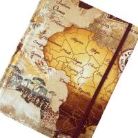 Notizbuch/Reisetagebuch Hardcover 17,5x23cm stoffbezogen "Contnent of Africa" Landkarte Reise Afrika Fan Geschen Bild 6